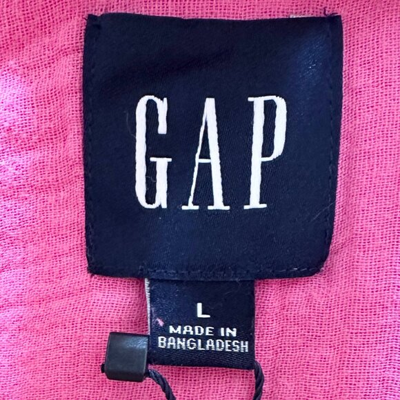 Gap Women's 100% Cotton Gauze Tunic Top Size L Pink Oversized Boho Casual (NEW) - Picture 5 of 13